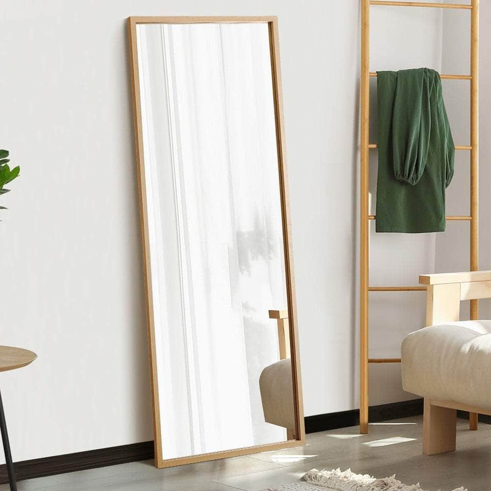 Len Rect Blk - Wooden Full Length Mirror Rectangle Free Standing Black/White/Brown