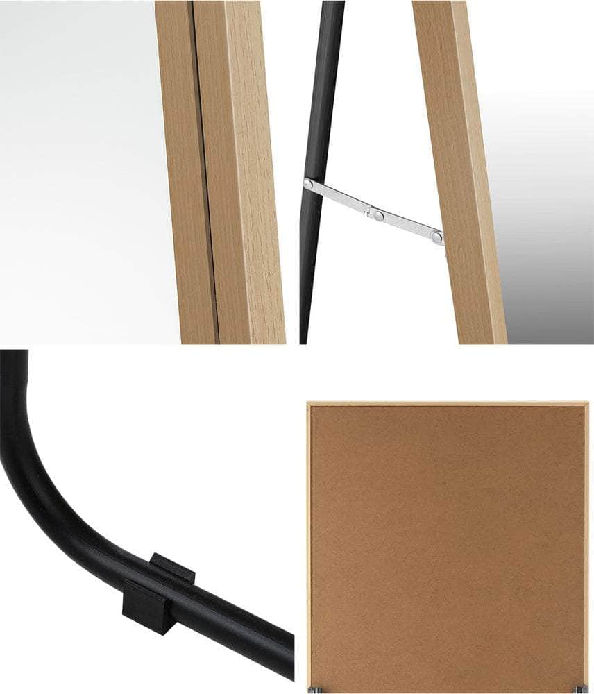 Wooden Full Length Mirror Rectangle Free Standing Black/White/Brown | Len Rect Blk
