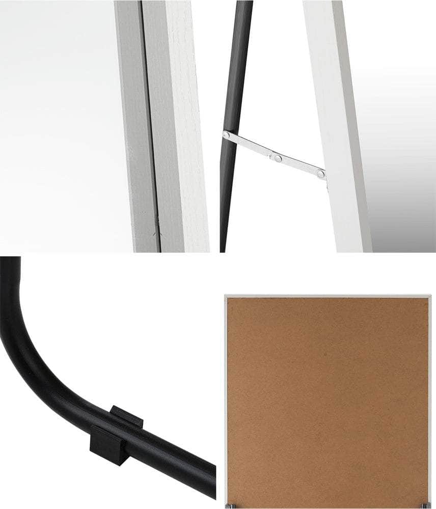Wooden Full Length Mirror Rectangle Free Standing Black/White/Brown with Len Rect Blk