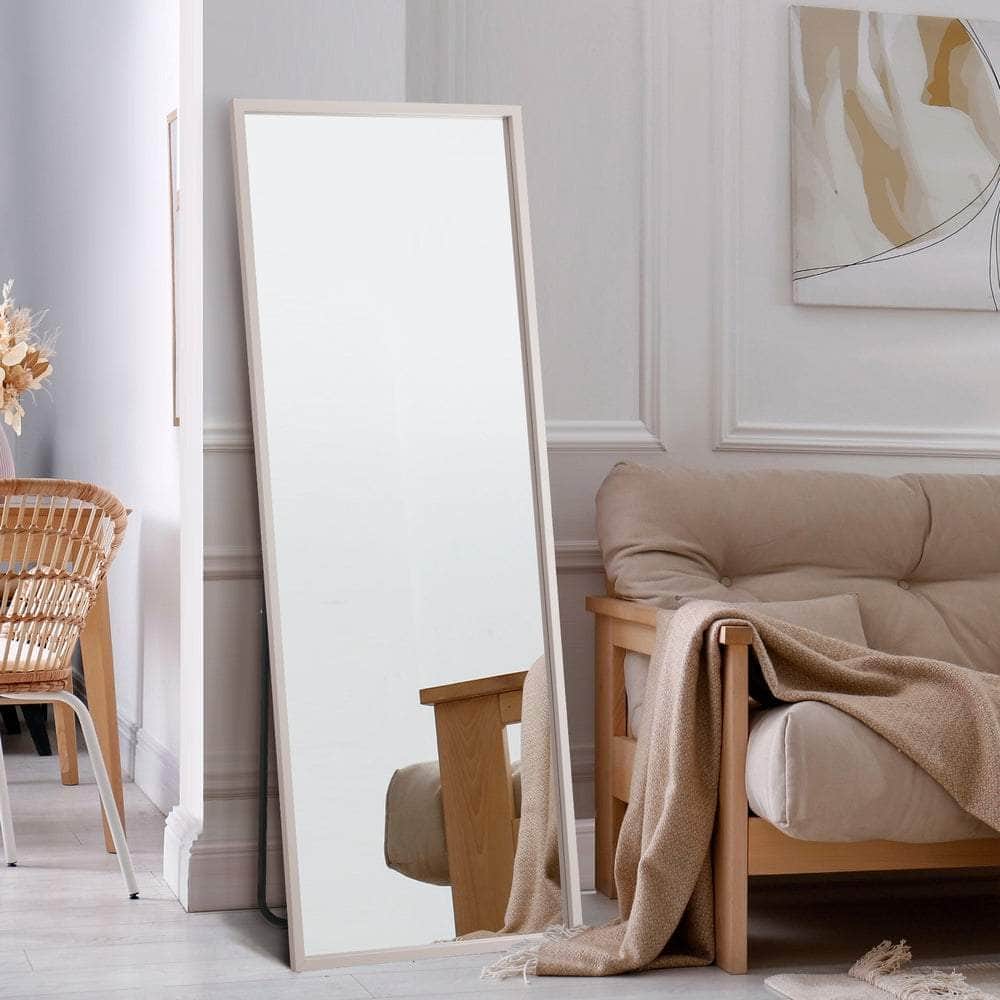 Wooden Full Length Mirror Rectangle Free Standing Black/White/Brown with Full Length Mirror