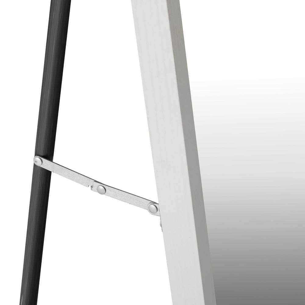 Wooden Full Length Mirror Rectangle Free Standing Black/White/Brown with Wooden finish