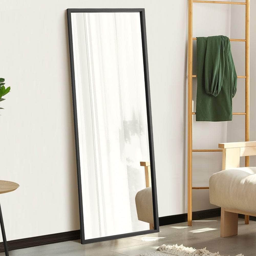 Wooden Full Length Mirror Rectangle Free Standing Black/White/Brown, Black colour - photo 23