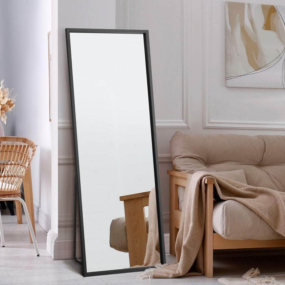Wooden Full Length Mirror Rectangle Free Standing Black/White/Brown, Wooden finish - photo 24