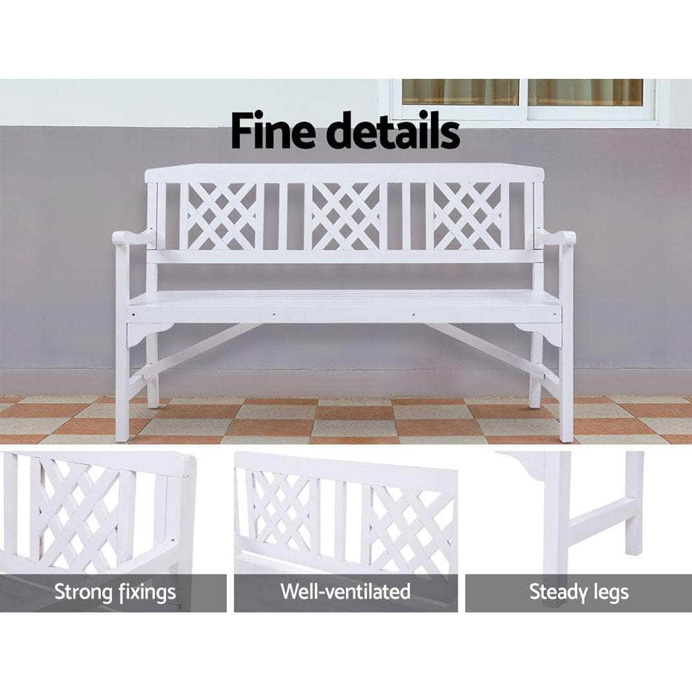 Wooden Garden Bench 3 Seat Patio Furniture Timber Outdoor Lounge Chair