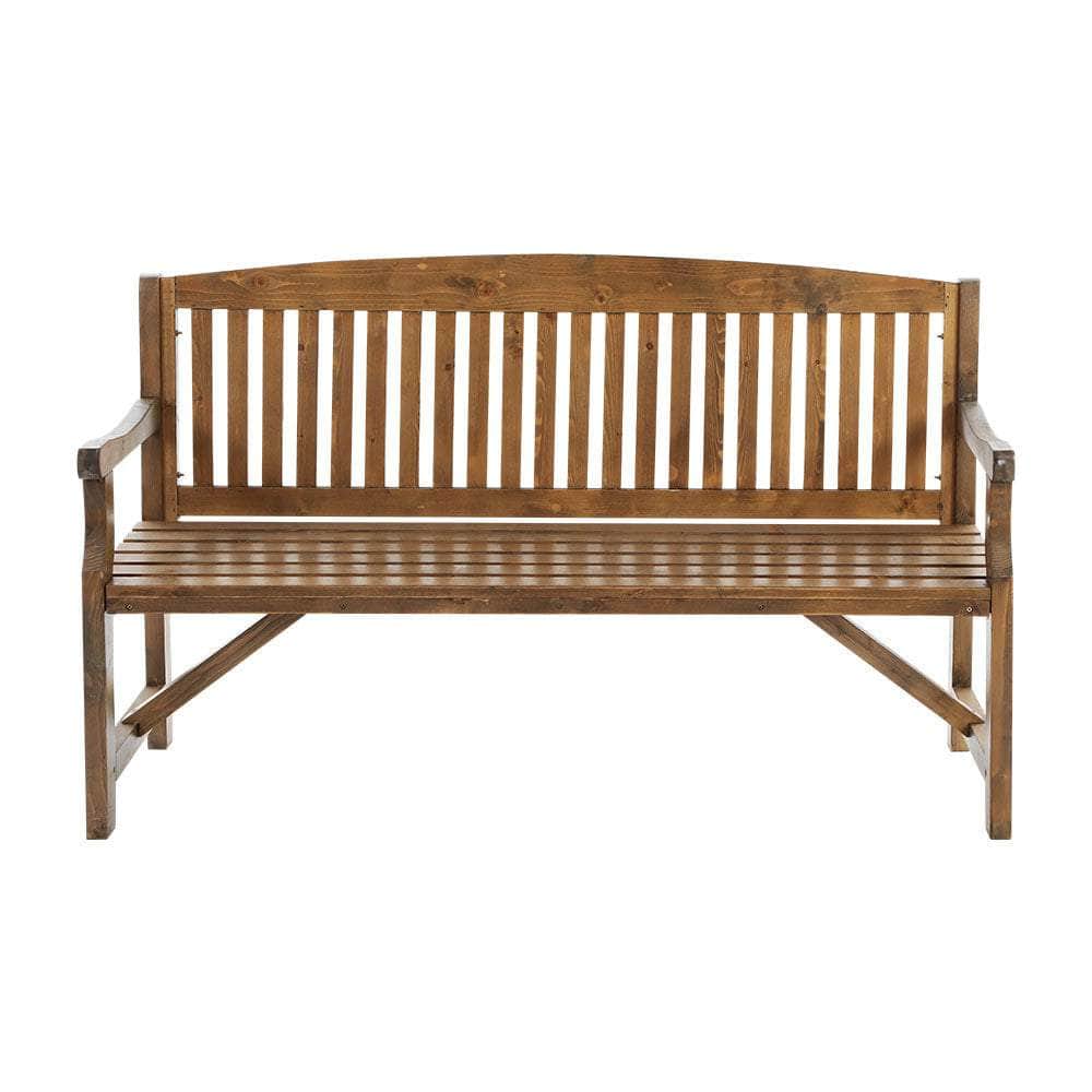 Wooden Garden Bench Chair Natural Outdoor Furniture DÃ©cor Patio Deck 3 Seater