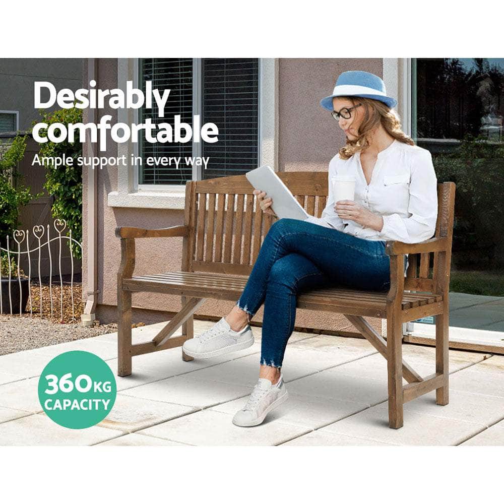 Wooden Garden Bench Chair Natural Outdoor Furniture DÃ©cor Patio Deck 3 Seater
