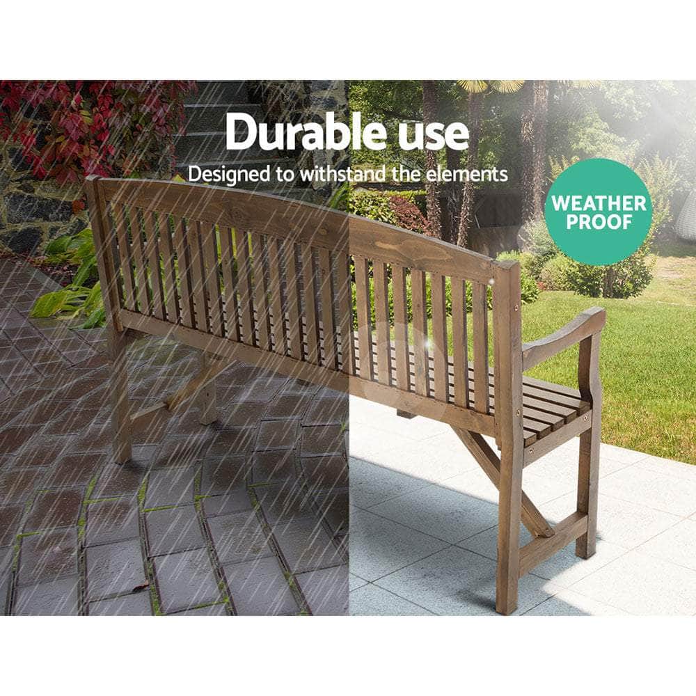 Wooden Garden Bench Chair Natural Outdoor Furniture DÃ©cor Patio Deck 3 Seater
