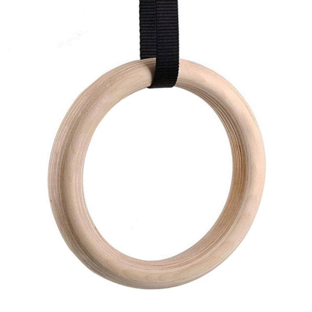 Wooden Gymnastic Rings With Adjustable Straps Heavy Duty Exercise Gym Rings Wooden