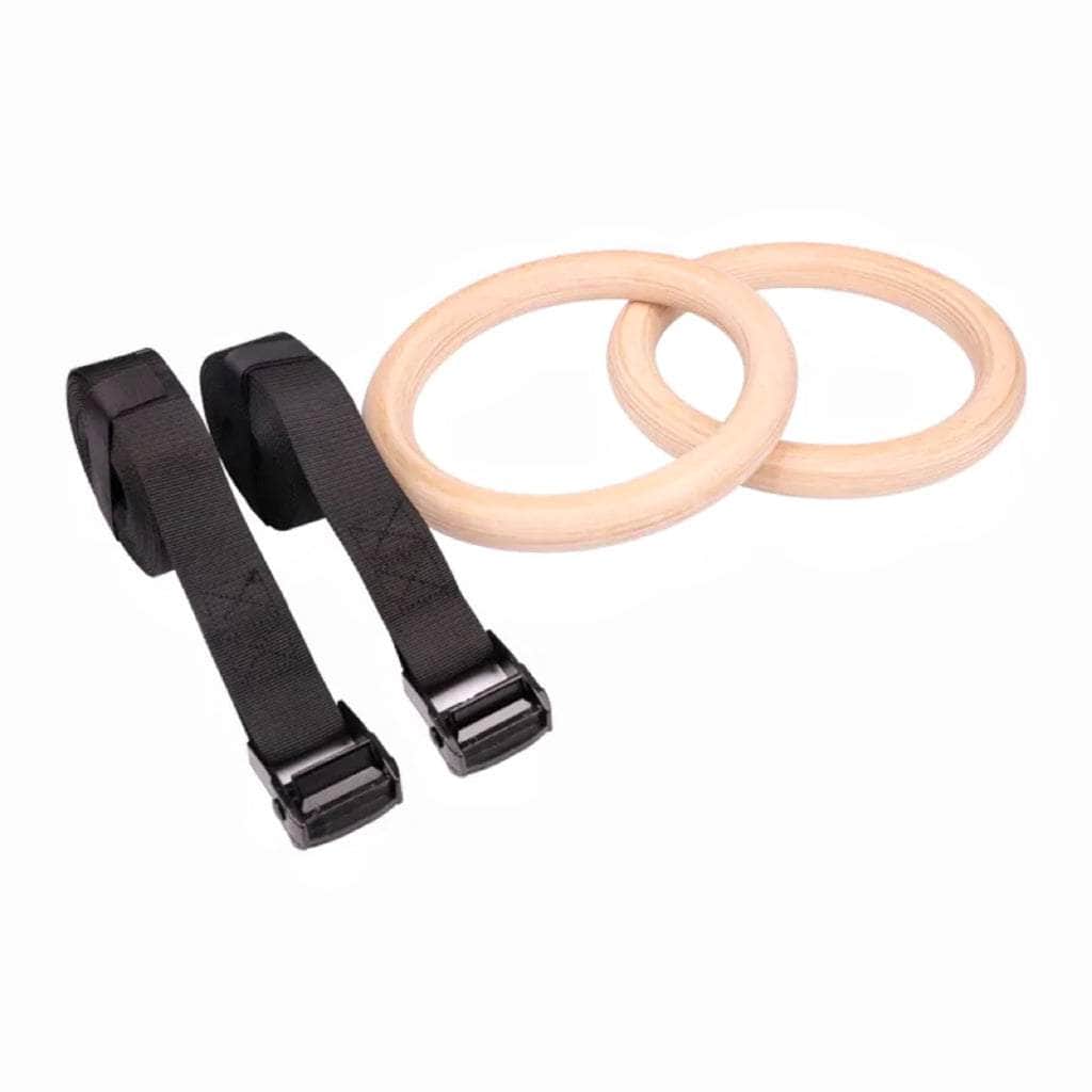 Wooden Gymnastic Rings With Adjustable Straps Heavy Duty Exercise Gym Rings Wooden