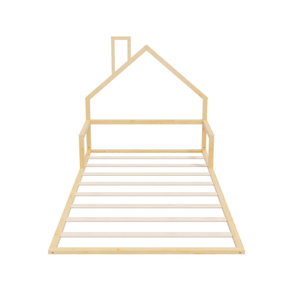 Wooden Kids Bed Frame Floor Bed Chimney Natural Wood Bedroom-KS/S