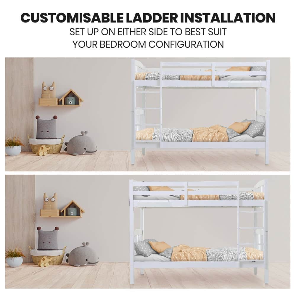 Wooden Kids Bunk Bed Frame With Modular Design That Can Convert To