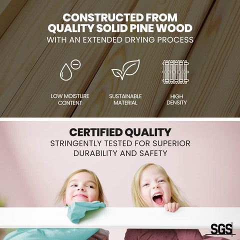 Wooden Kids Single Loft Bed Frame - Hiding Space Underneath With