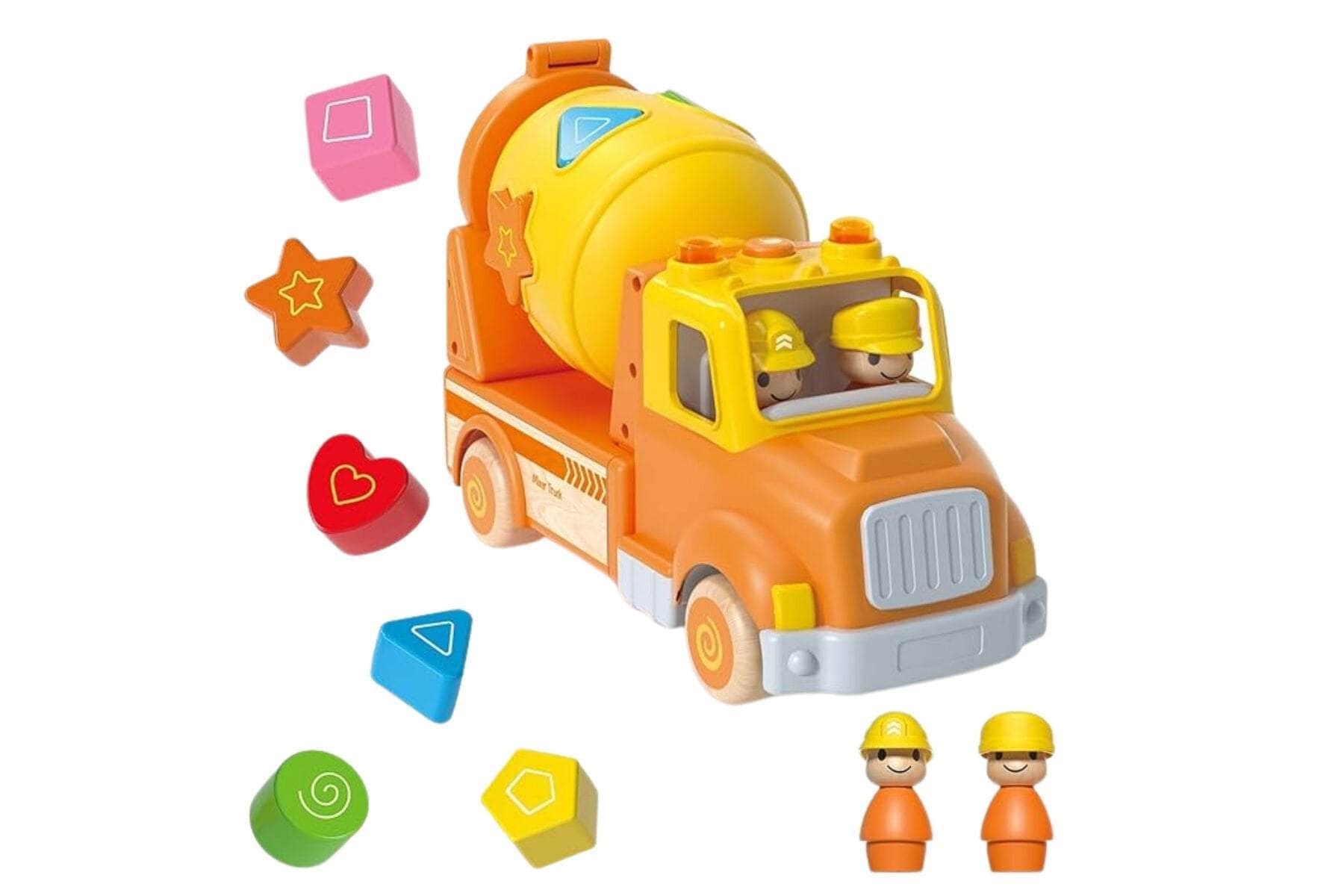 Wooden mixer truck with blocks sound and light