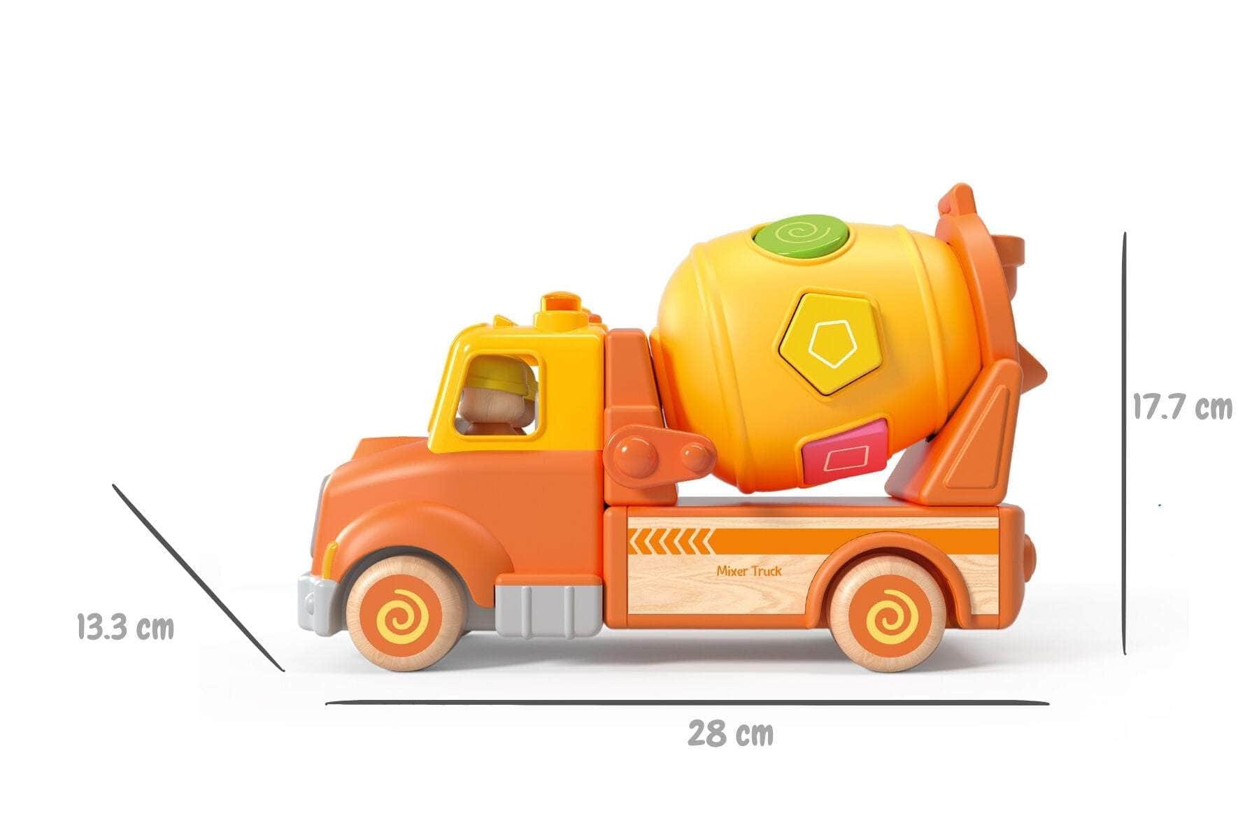 Wooden mixer truck with blocks sound and light
