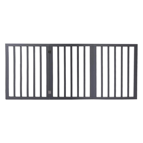 Wooden Pet Gate Dog Fence Foldable Barrier Door 3 Panel White/Grey