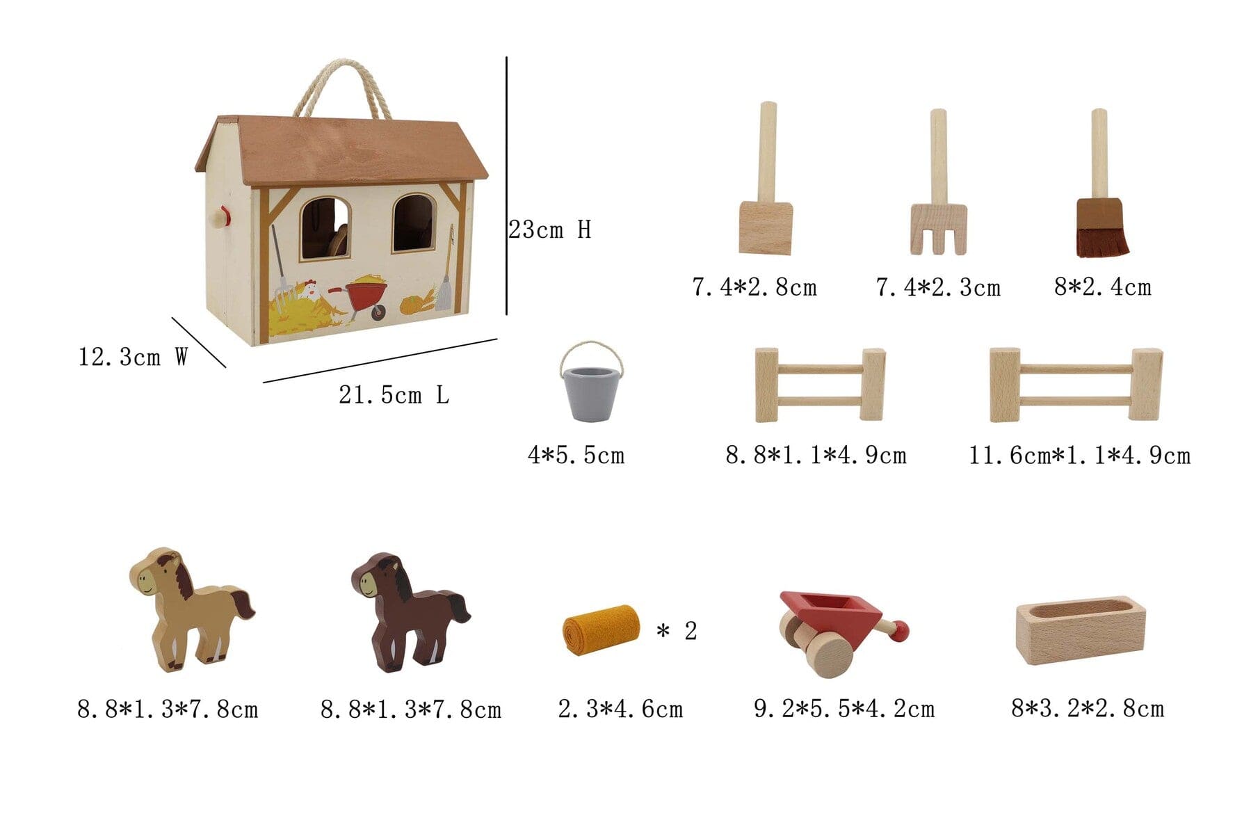 ele15 - Wooden Portable Horse Stable Playset