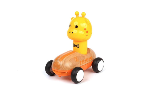 Wooden press go racer giraffe with sound and light