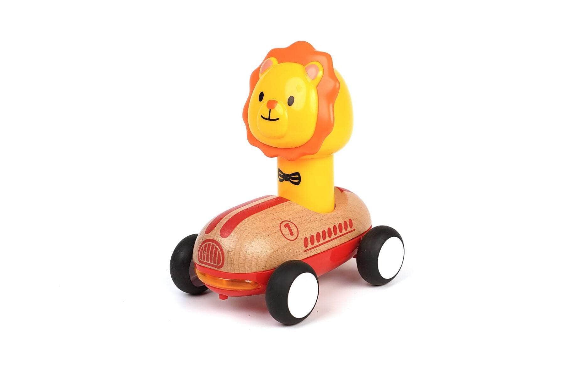 Wooden press go racer lion with sound and light