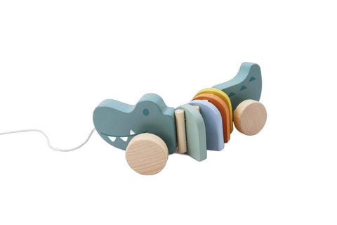 Wooden pull along crocodile