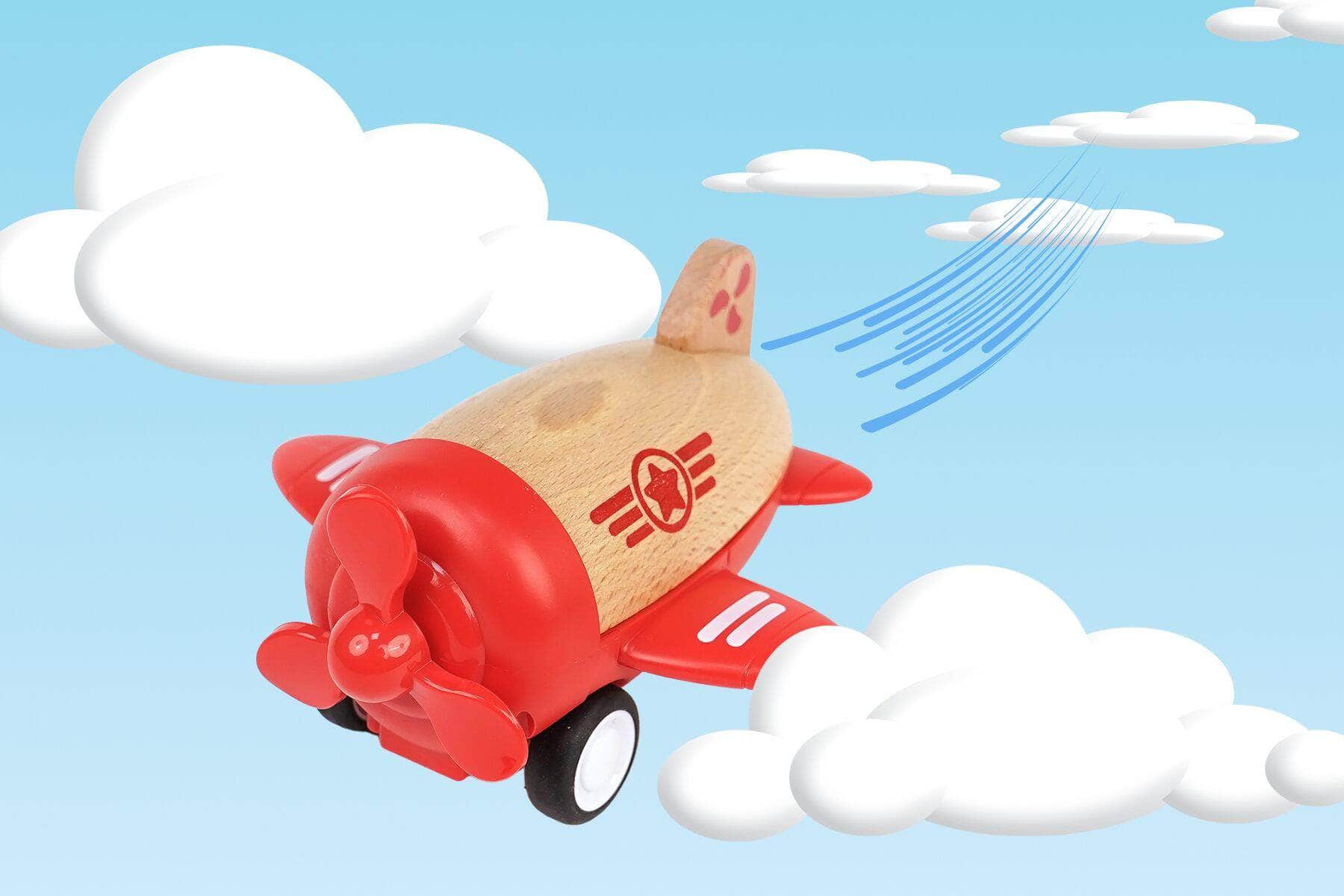Wooden racer plane propellor with sound- red