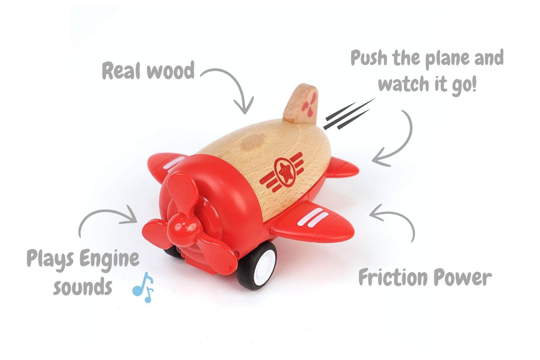Wooden racer plane propellor with sound- red