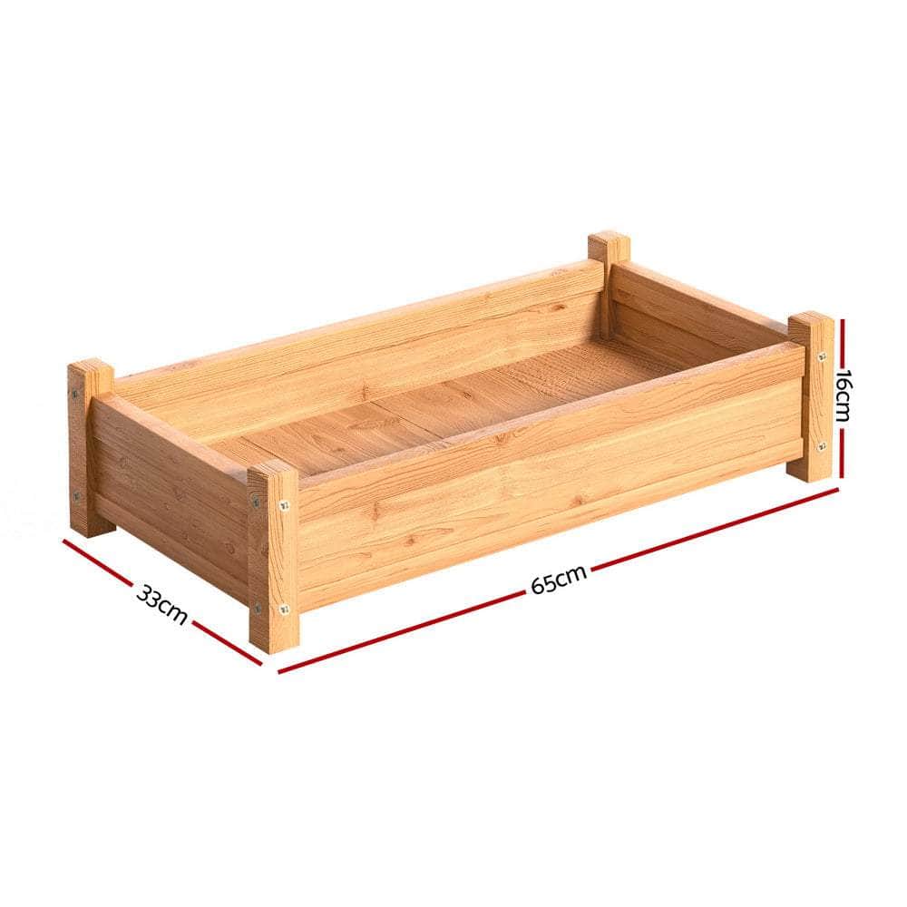 Wooden finish - Garden Bed 65x33x16cm Wooden Planter Box Raised Container Growing