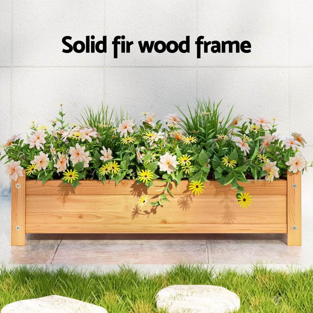 Garden Bed 65x33x16cm Wooden Planter Box Raised Container Growing | Wooden finish