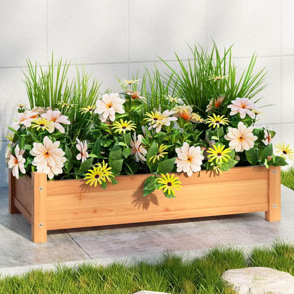 Garden Bed 65x33x16cm Wooden Planter Box Raised Container Growing, Wooden finish