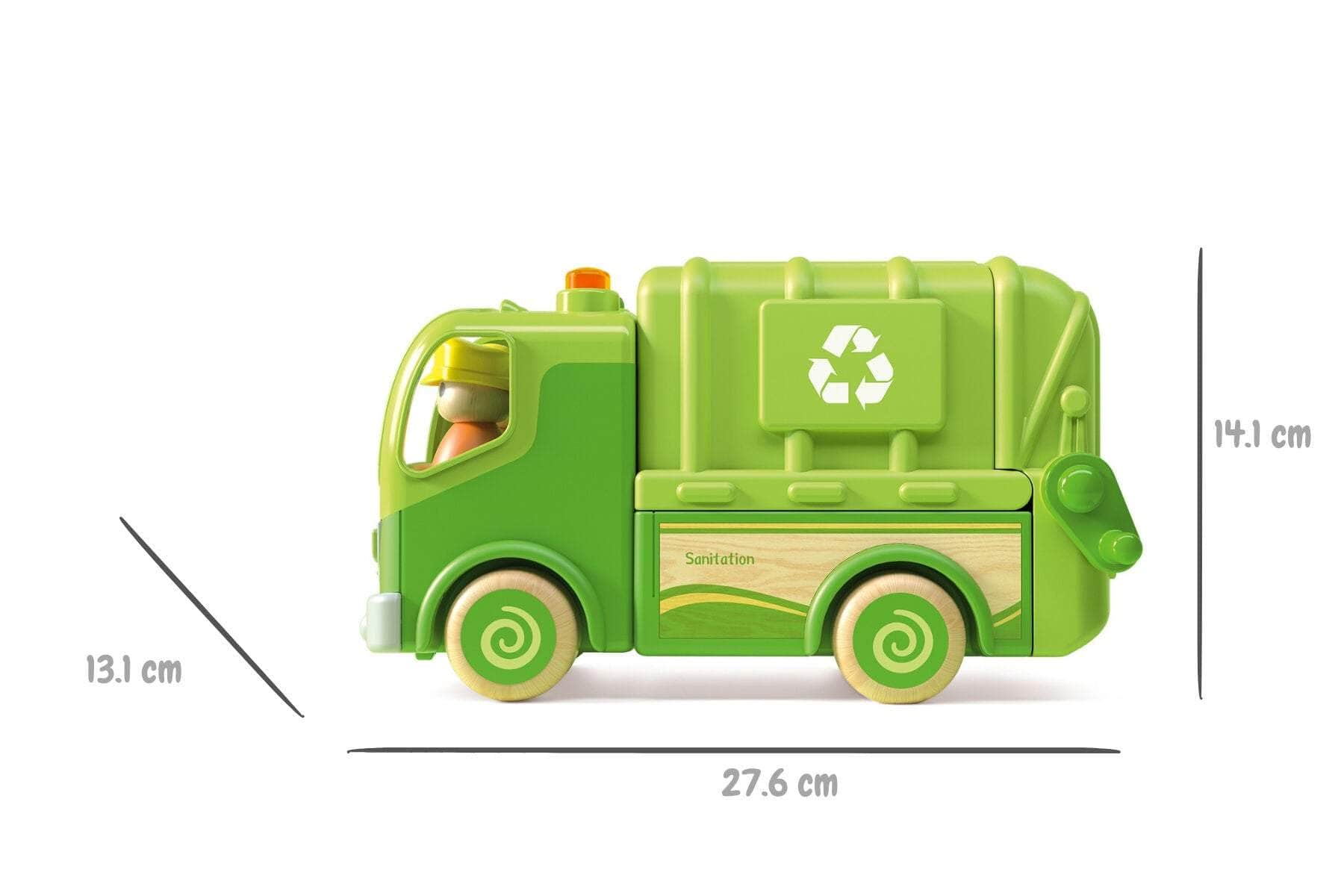 Wooden recycle truck with sound and light