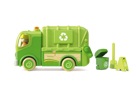 Wooden recycle truck with sound and light