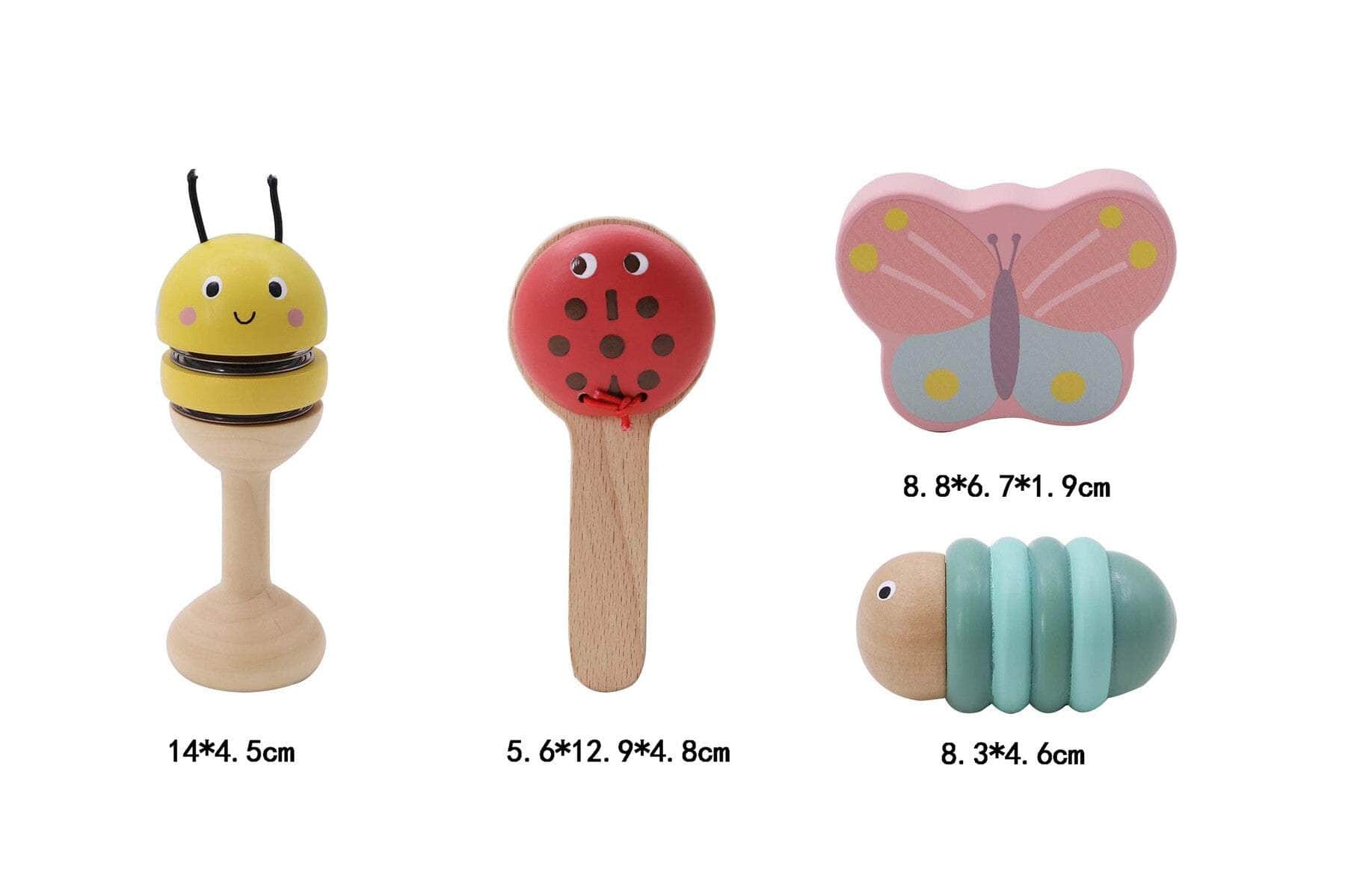 Wooden spring insect music set 4 pc