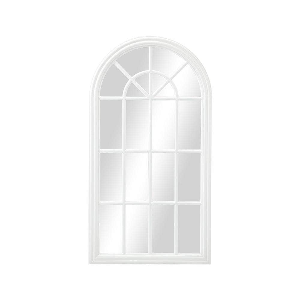 Wooden Window Mirror Arched Wall Mirrors 130x70cm White