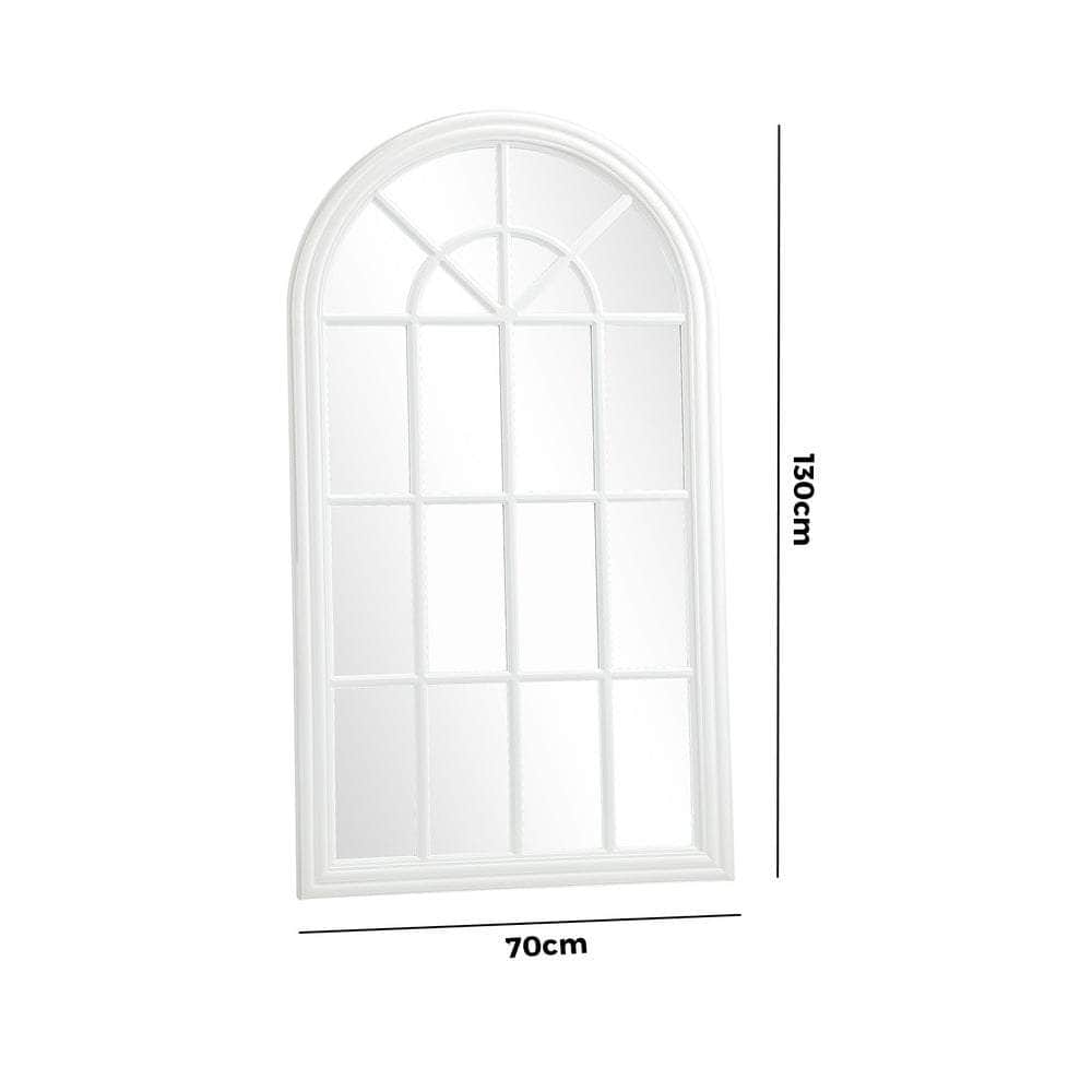 Wooden Window Mirror Arched Wall Mirrors 130x70cm White