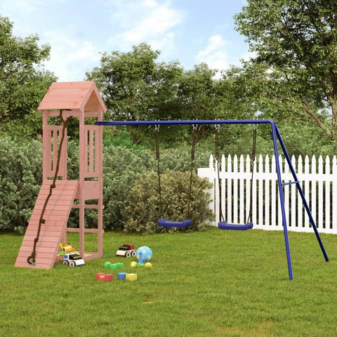 Woodland Explorer: The Ultimate Playhouse with Climbing Wall Swings