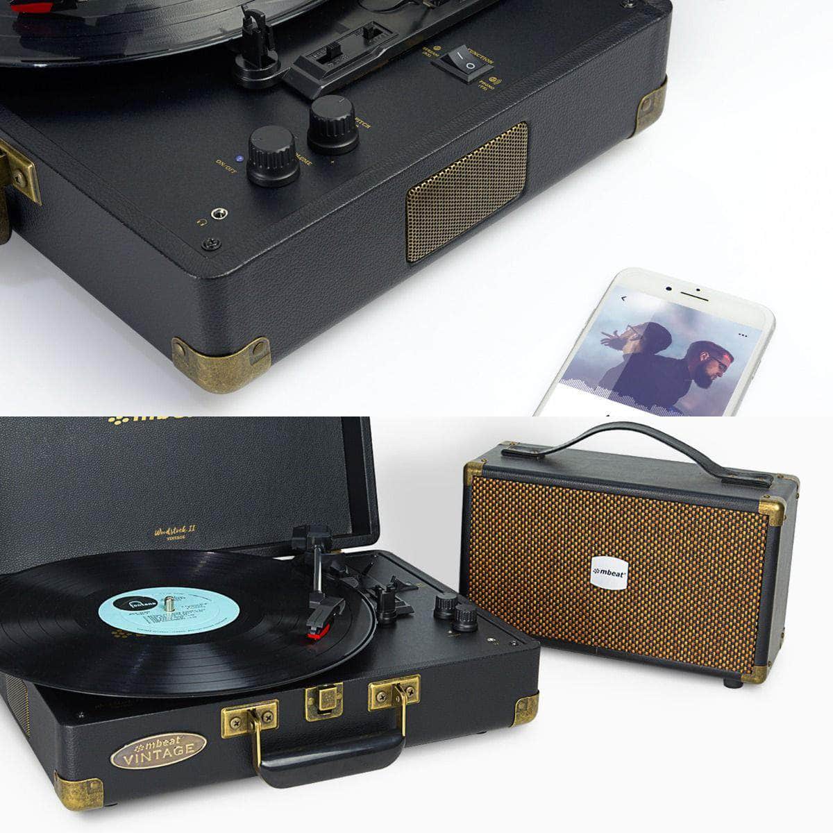 Woodstock II Black Retro Bluetooth TX/RX Turntable
