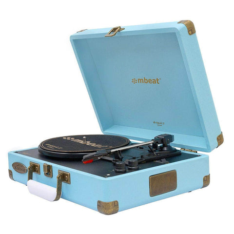Woodstock II Sky Blue Retro Bluetooth TX/RX Turntable