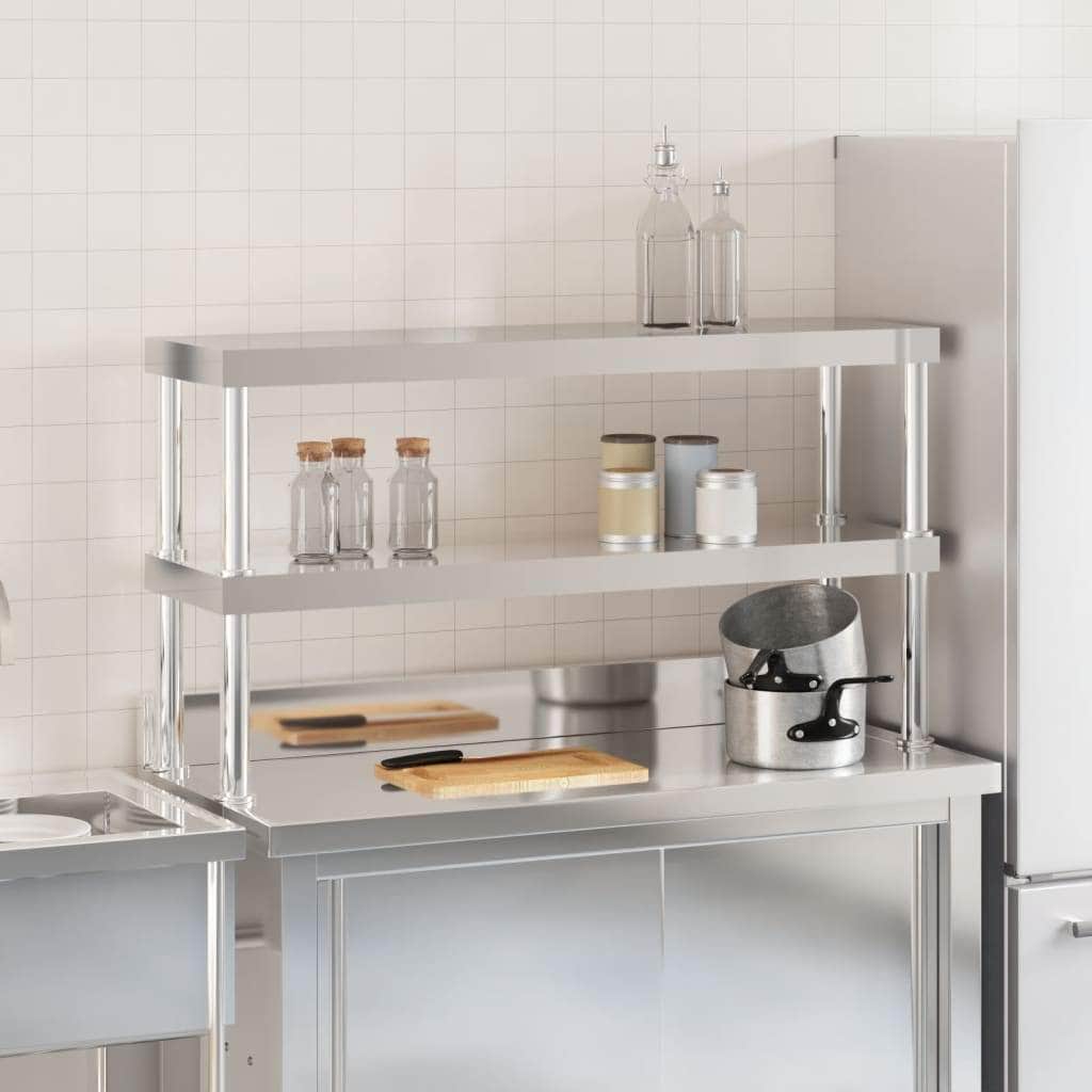 Food Service - Work Table Overshelf 2-Tier Stainless Steel