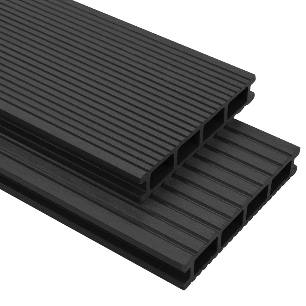 WPC Decking Boards with Accessories 10 mÂ² 2.2 m Anthracite