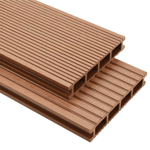 WPC Decking Boards with Accessories 10 mÂ² 2.2 m Brown