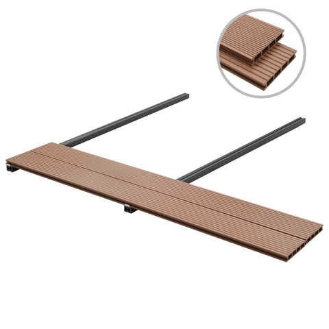 WPC Decking Boards with Accessories 10 mÂ² 2.2 m Brown