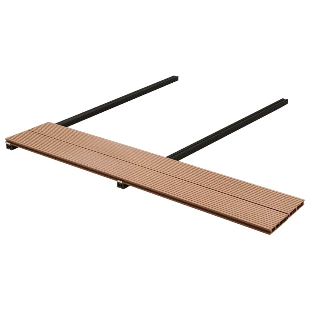 WPC Decking Boards with Accessories 10 mÂ² 2.2 m Brown