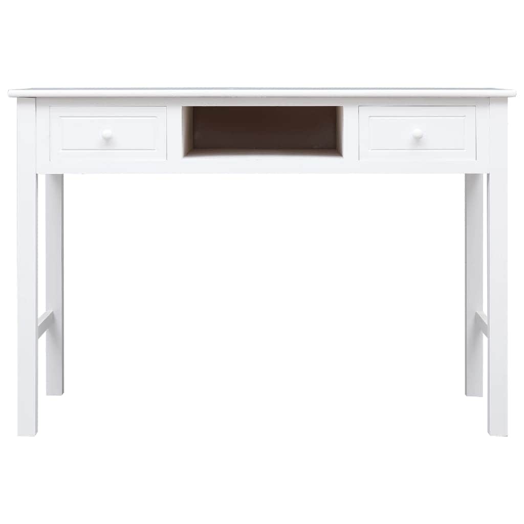 Writing Desk 2 Drawers White Wood