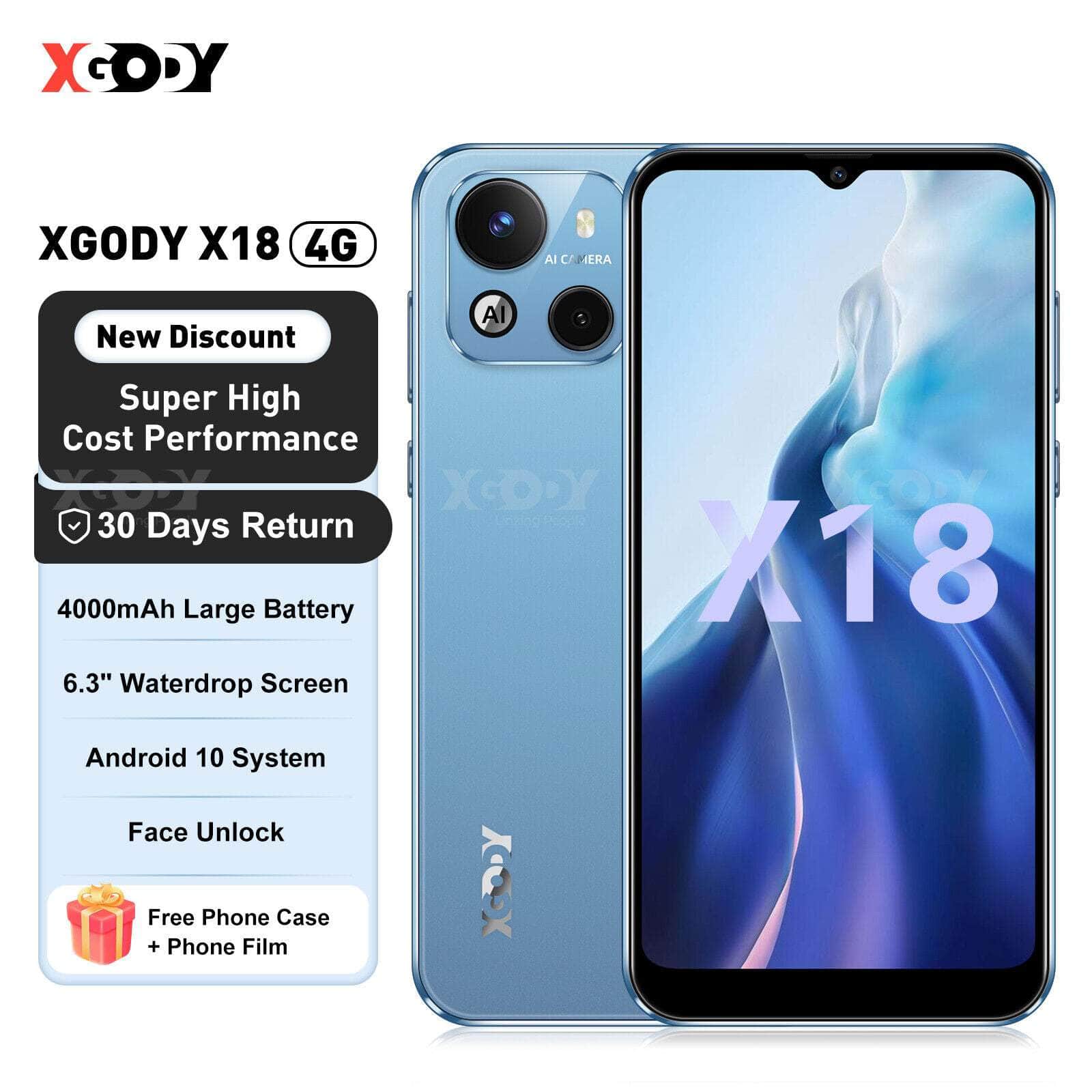 XGODY 6.3" AU Unlocked Mobile Phone New Android 4G Smartphone Dual SIM Quad Core