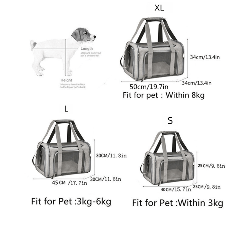 XL Black Portable Foldable Pet Carrier Bag - Large Capacity Travel Carrier