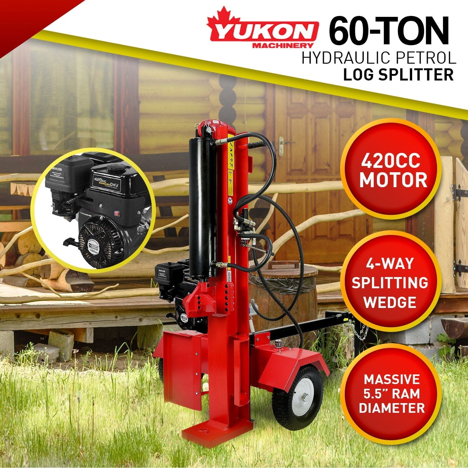Yukon Petrol Log Splitter 60Ton, farm rural - photo 7