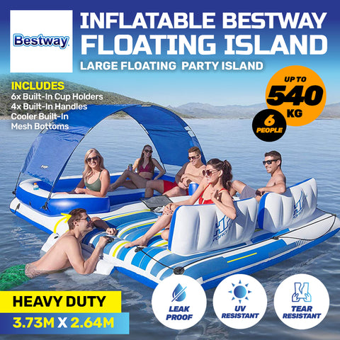 Inflatable 6 Person Island Mesh Bottom Built-In Cooler
