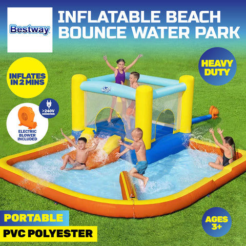 Bounce Water Park Inflatable Pool Slide w Electric Blower