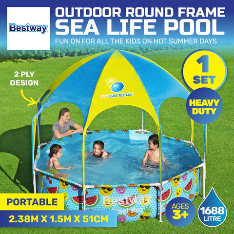 Kids Above Ground Pool & UV Protected Canopy 1688 Litre