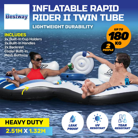 Inflatable 2-Person Rapid Rider Tube Built-In Cooler 2.51m