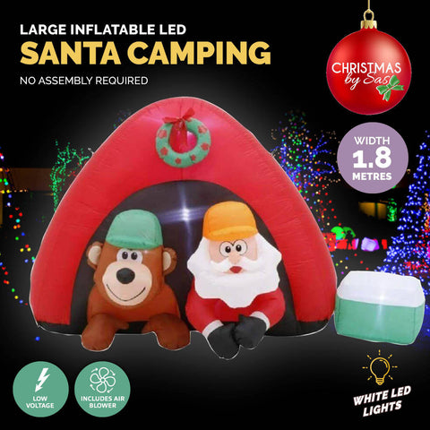1.8m Santa & Bear Camping Built-In Blower LED Lighting